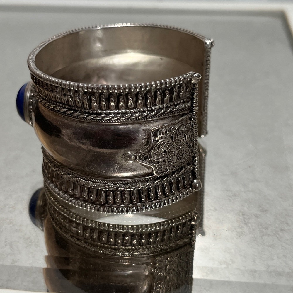 Antique lapis sterling bangle - Picture 6 of 6